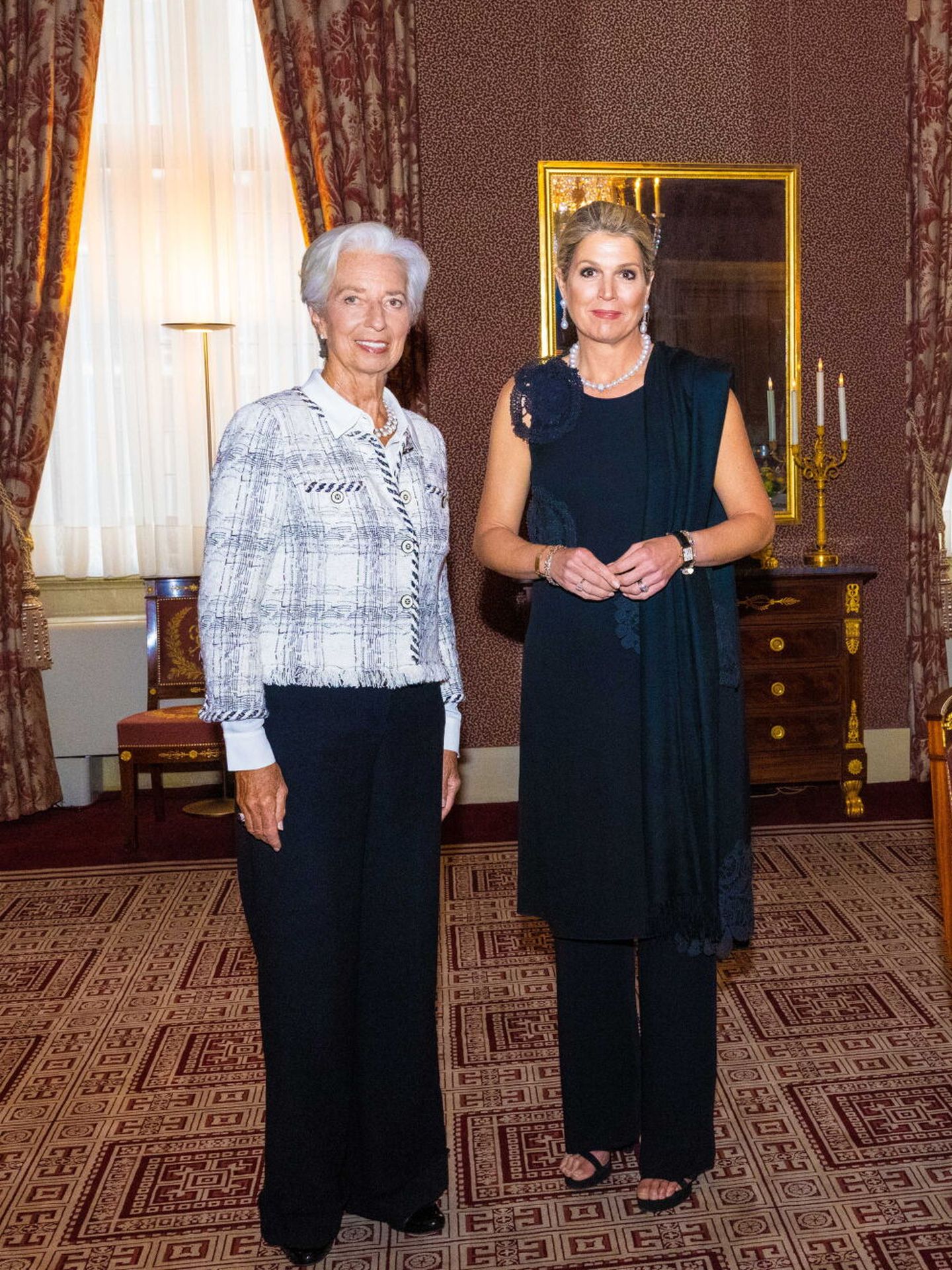 La reina Maxima es recibida por la presidenta del BCE, Christine Lagarde.  (EFE/Pool/Mischa Schoemaker)