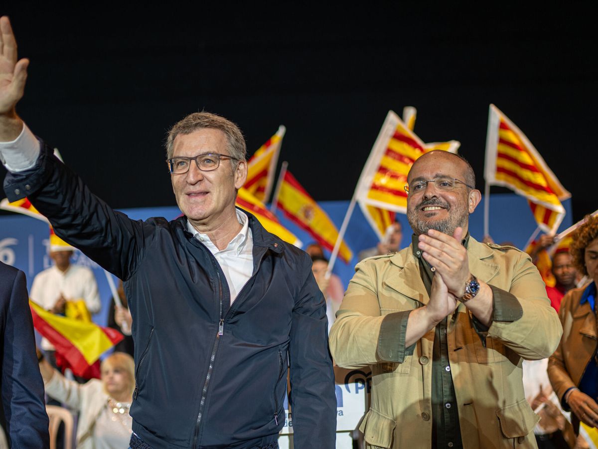 Foto: Alberto Núñez Feijóo junto a Alejandro Fernández. (Europa Press/Lorena Sopena)