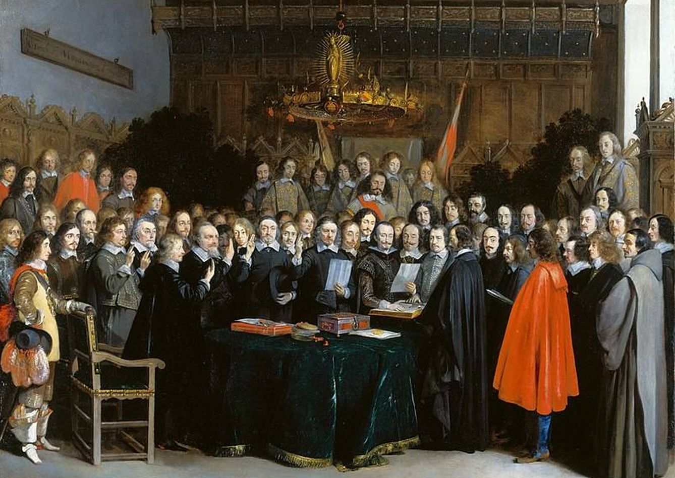 La Paz de Westfalia (Gerard ter Borch, Ratificación del Tratado de Münster, Wikipedia)