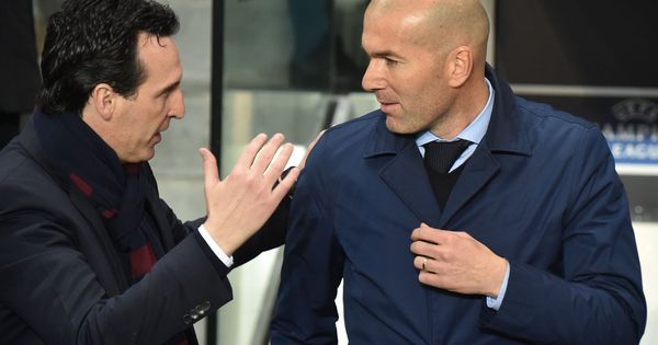Foto: Emery y Zidane, antes del PSG-Real Madrid que enfrentó a ambos en la Champions. (EFE)