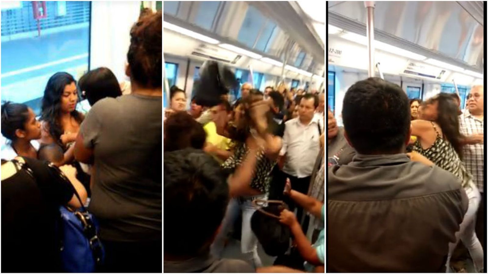 Foto: Secuencia de la agresión en el Metro de Lima (Facebook/DJ Conflicto)