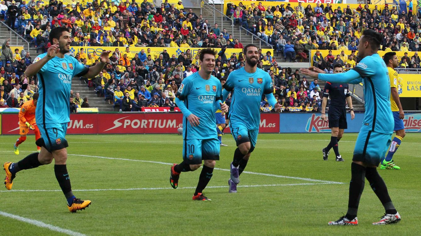 Foto: Luis Suárez celebra su gol a la UD Las Palmas. (Efe)