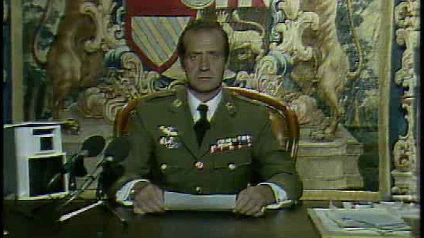 Juan Carlos I, en su alocución para detener el golpe de Estado del 23-F. (RTVE)