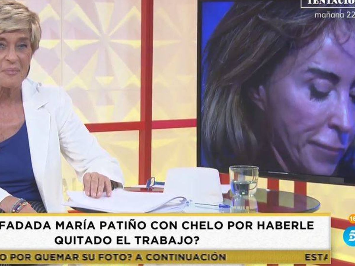 Foto: Chelo García-Cortés, en conexión con María Patiño. (Mediaset España)