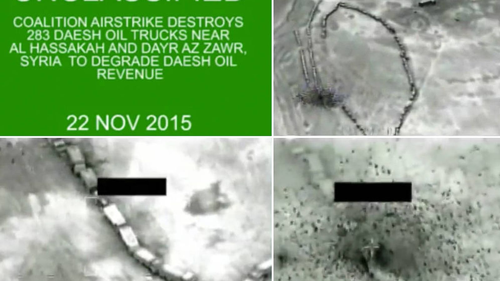 Foto:  Imágenes del vídeo en el que se observan los bombardeos con munición de uranio empobrecido.