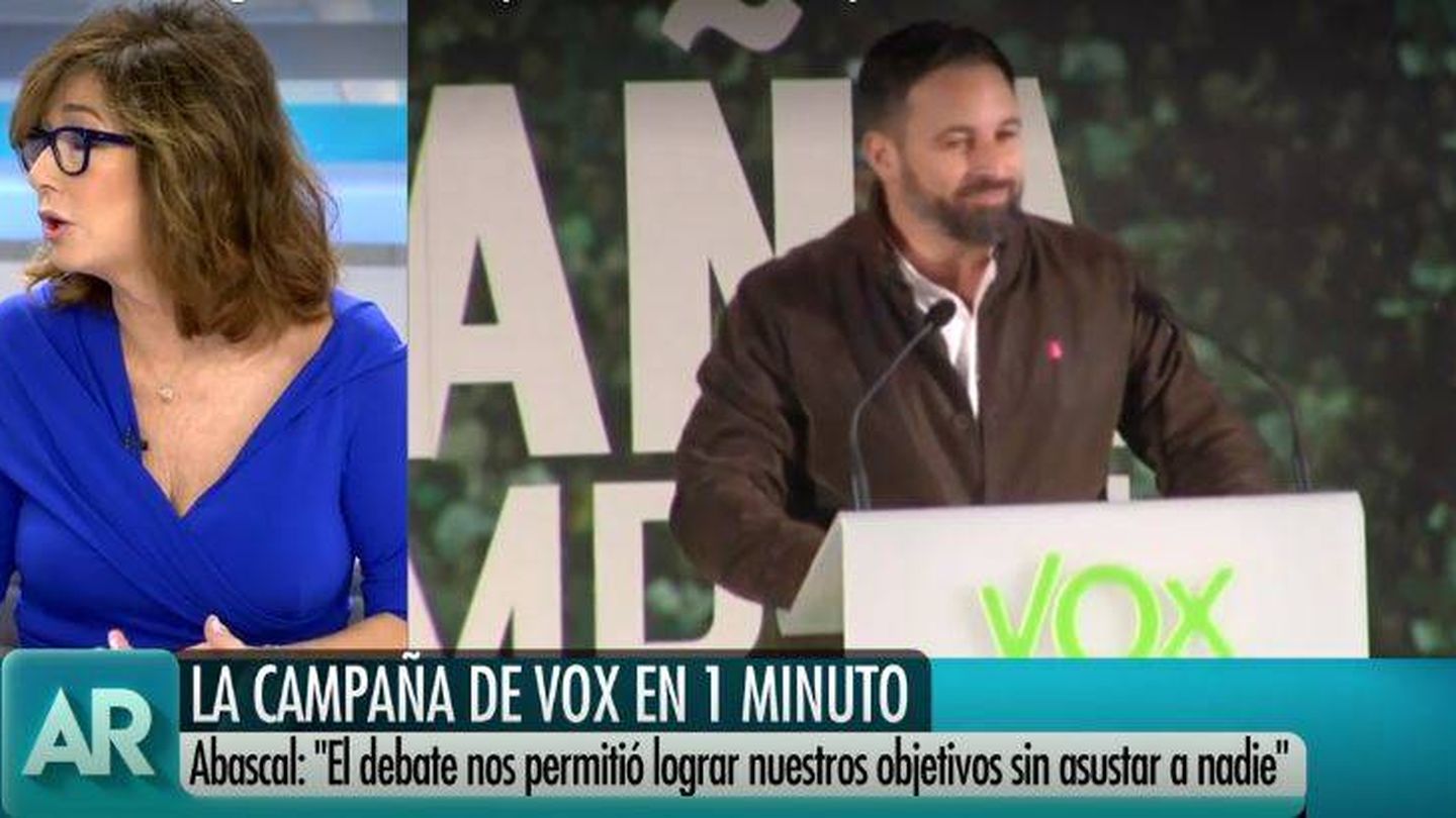 Ana Rosa Quintana comenta el programa de Vox. (Mediaset España)