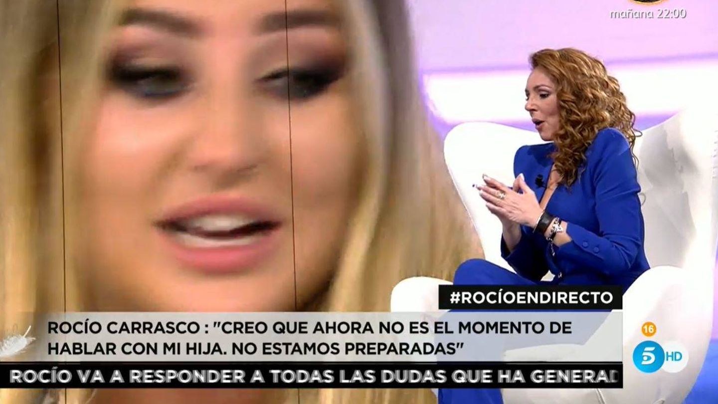 Rocío escuchó el testimonio de su hija en el programa de Ana Rosa. (Mediaset)