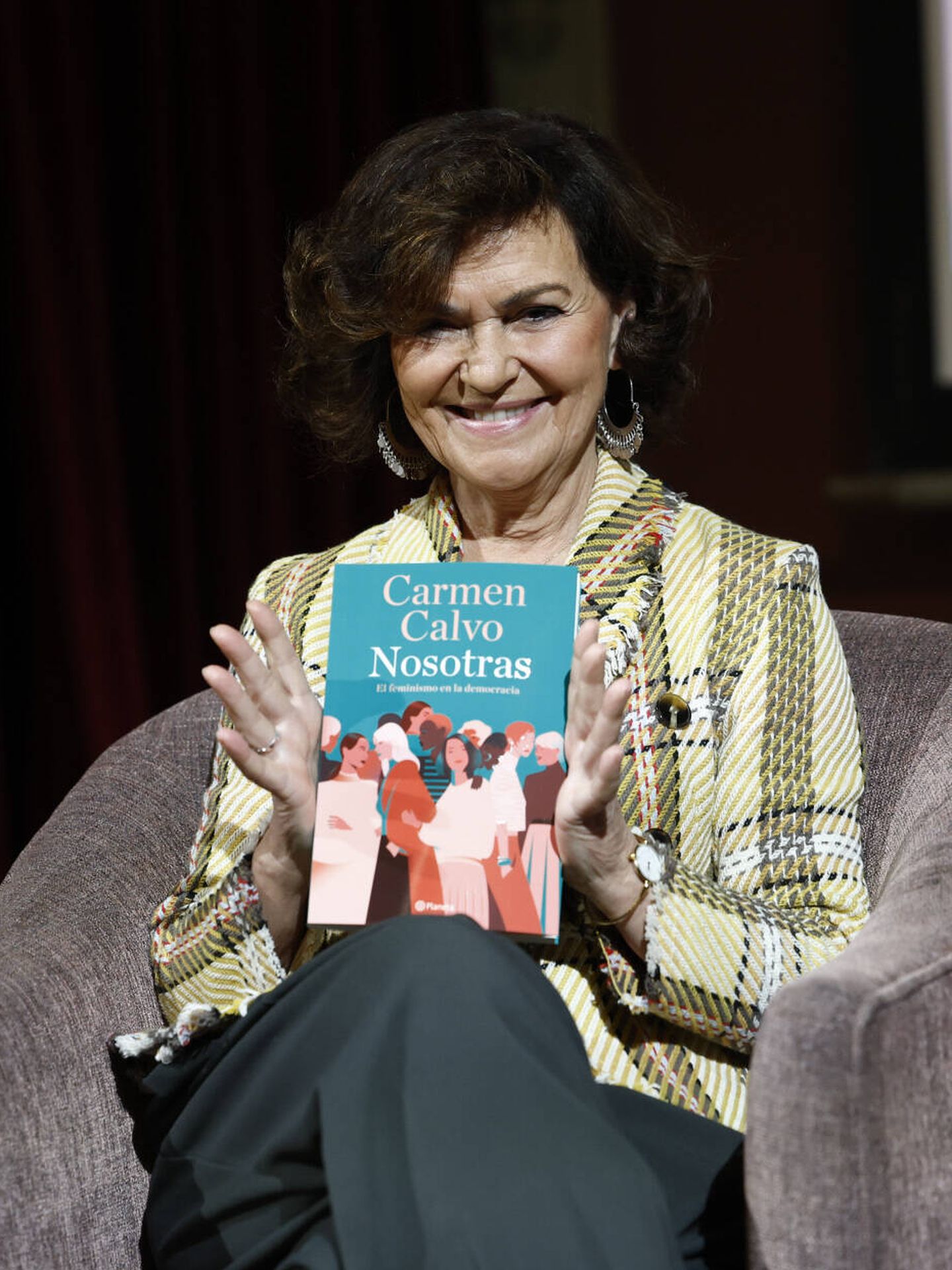 Carmen Calvo, durante la presentación de su libro en Madrid. (Gtres)