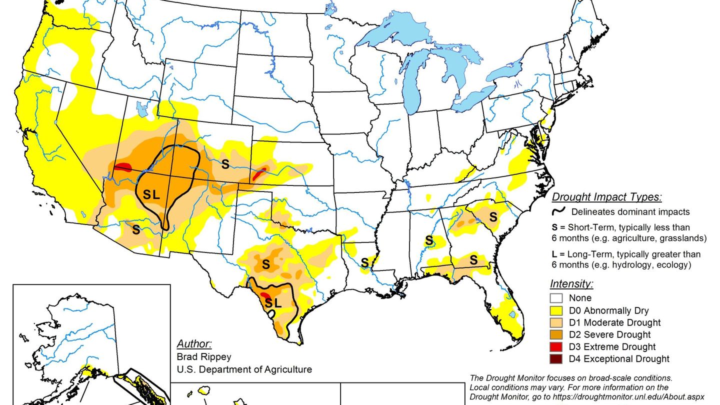 Monitor de la sequía en Estados Unidos. (USDA)