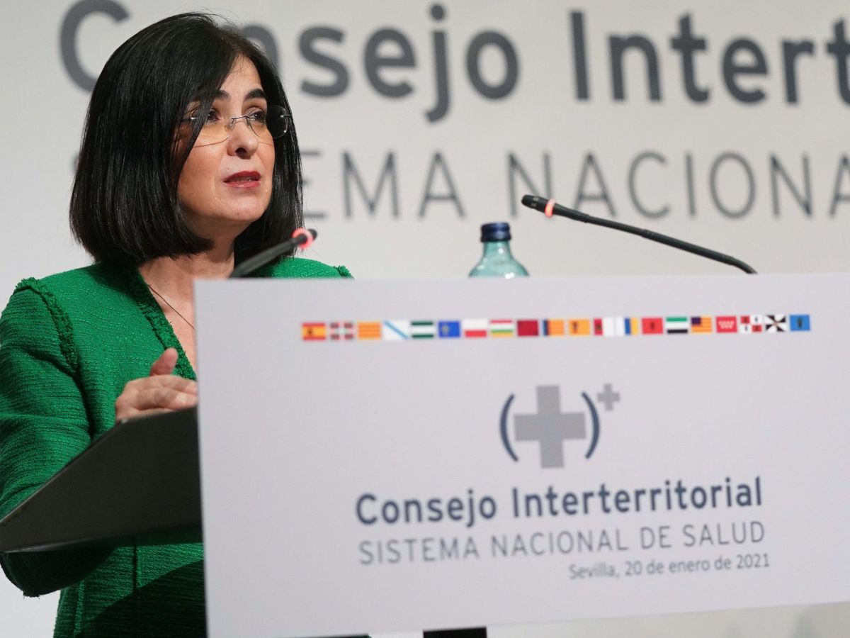 Foto: Carolina Darias durante una rueda de prensa ofrecida tras la reunión del Consejo Interterritorial la pasada semana. (EFE)