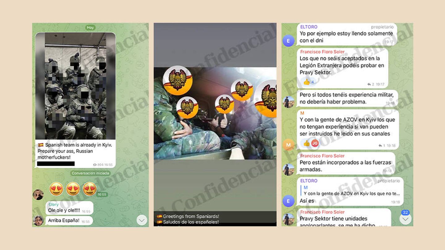Photos and conversations of Spaniards willing to fight in Ukraine.  (Telegram)