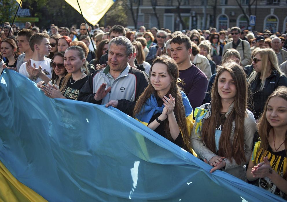 Foto: Manifestación en el sureste de Ucrania (EFE)