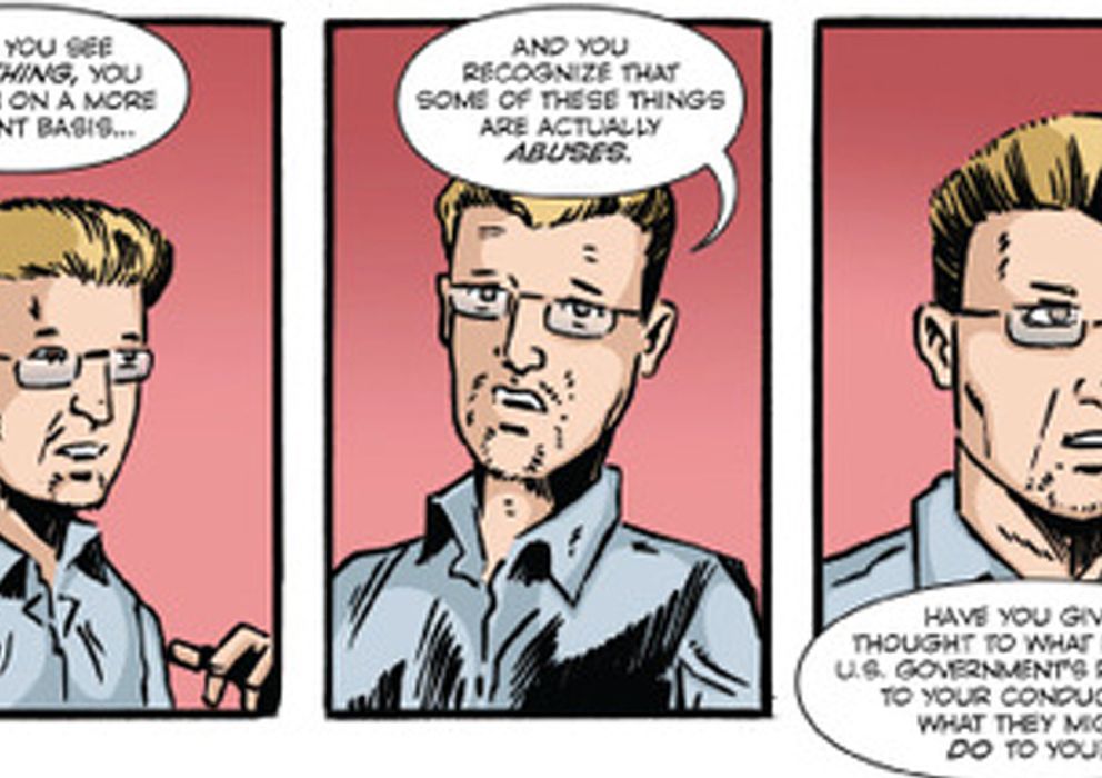 Foto: Viñeta del cómic 'Beyond: The story of Edward Snowden' (Bluewater Cómics)