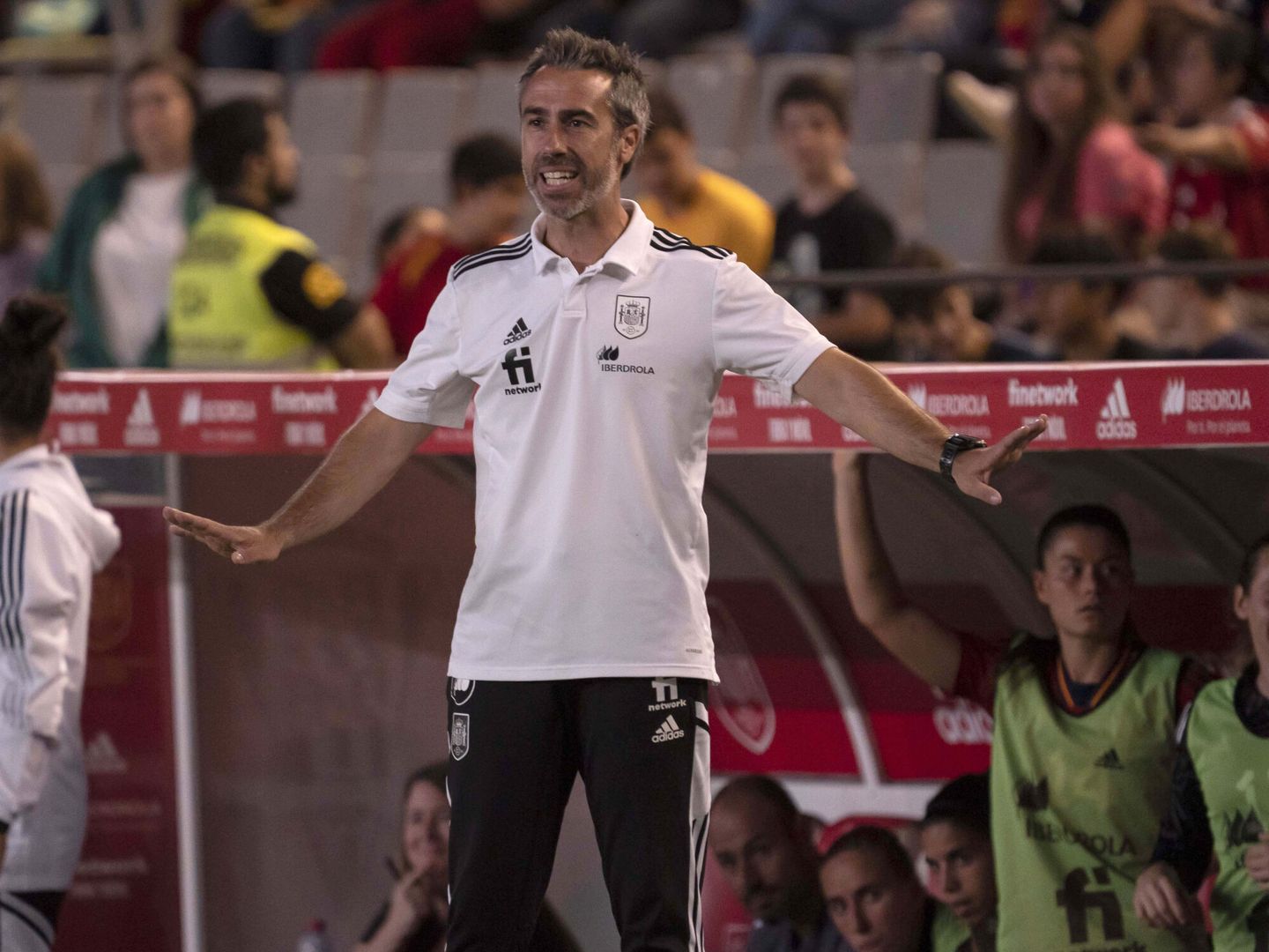 Jorge Vilda, durante el amistoso de Córdoba contra Suecia. (EFE/Rafa Alcaide) 