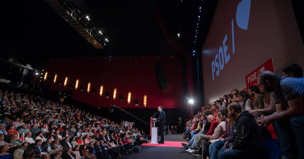 Foto: Pedro Sánchez, durante su intervención este 16 de marzo en el teatro Goya de Madrid. (Eva Ercolanese | PSOE)