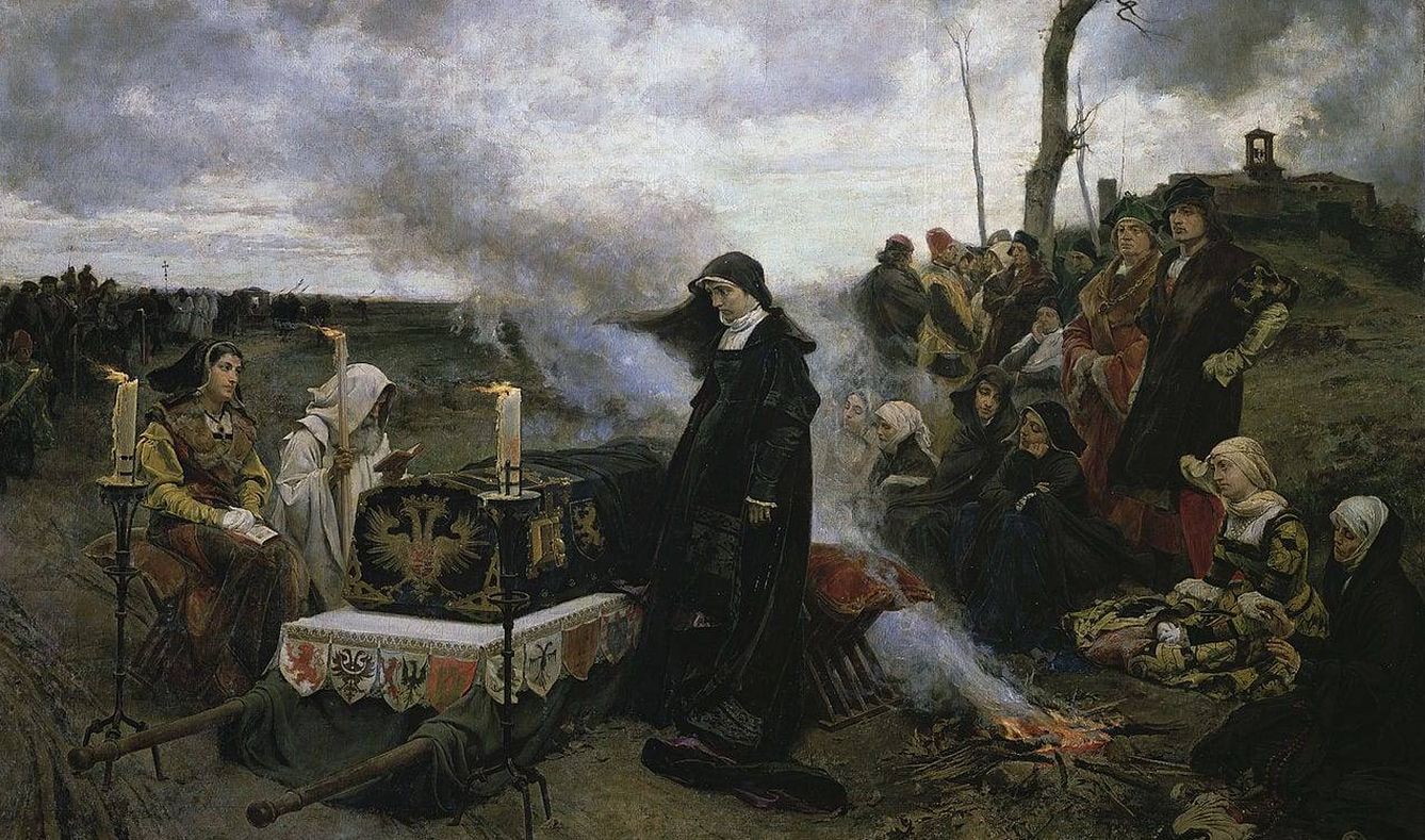 Juana I de Castilla y el ataúd de Felipe el Hermoso.