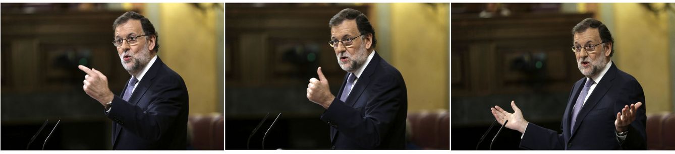 Rajoy, en su turno de réplica a Pedro Sánchez. (EFE)