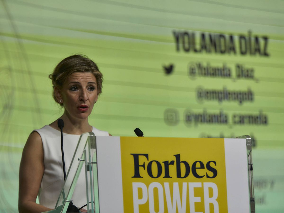 Foto: La ministra de Trabajo y Economía Social, Yolanda Díaz, interviene en la inauguración de una nueva edición de Forbes Power Summit Women 2021. (EP)