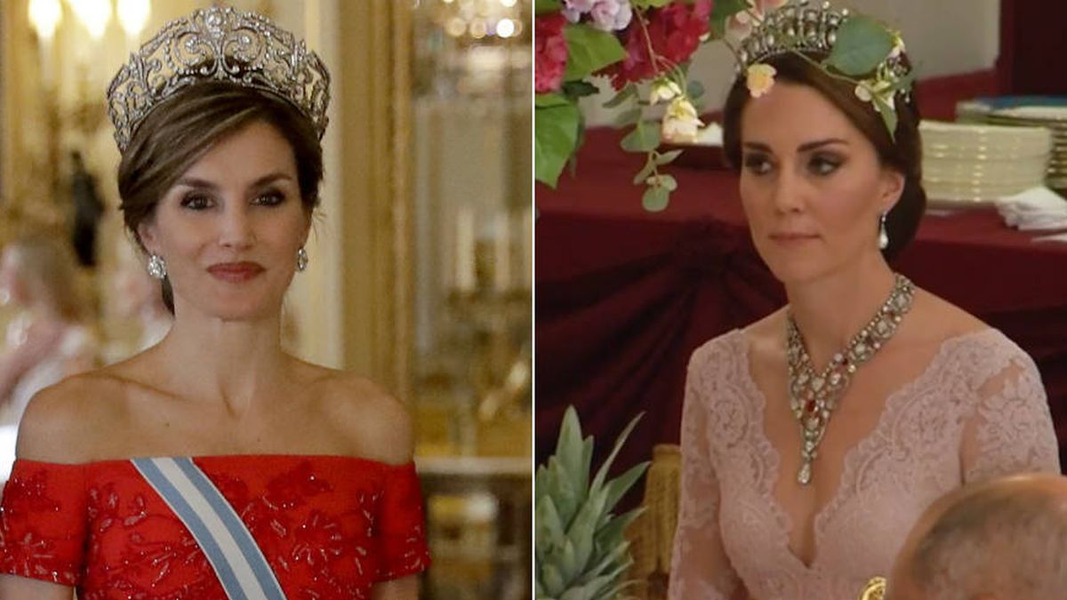 ¡Por fin! La reina Letizia y Kate, cara a cara en la cena de gala en Buckingham Palace