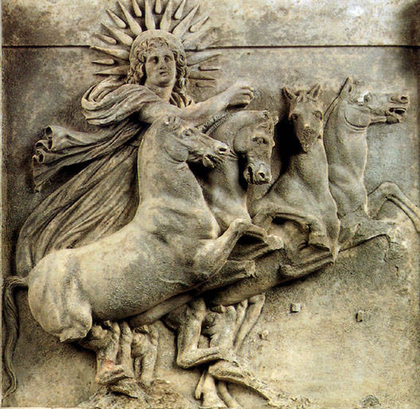 Helios, el Sol de la mitología griega, sirvió para bautizar al gas noble descubierto durante un eclipse en el siglo XIX (Wikimedia Commons)