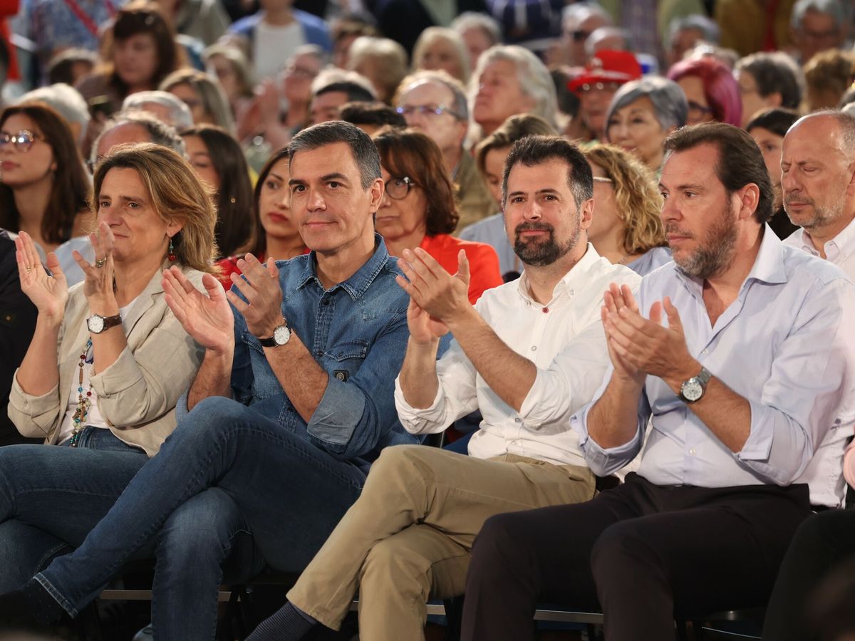 Foto: Pedro Sánchez, en un reciente mitin del PSOE en Valladolid con motivo de las elecciones europeas. (Europa Press/Claudia Alba)