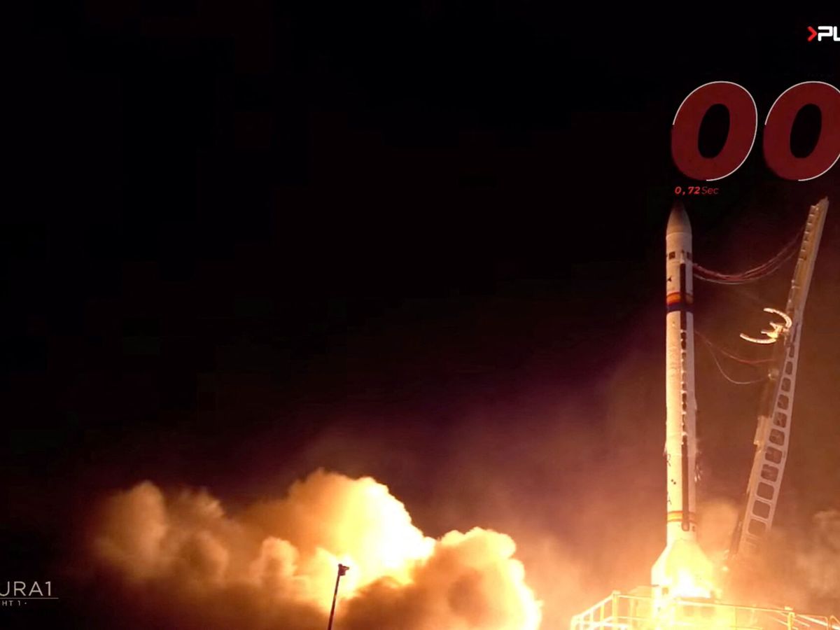 Foto: El cohete español Miura 1, esta madrugada. (Reuters)