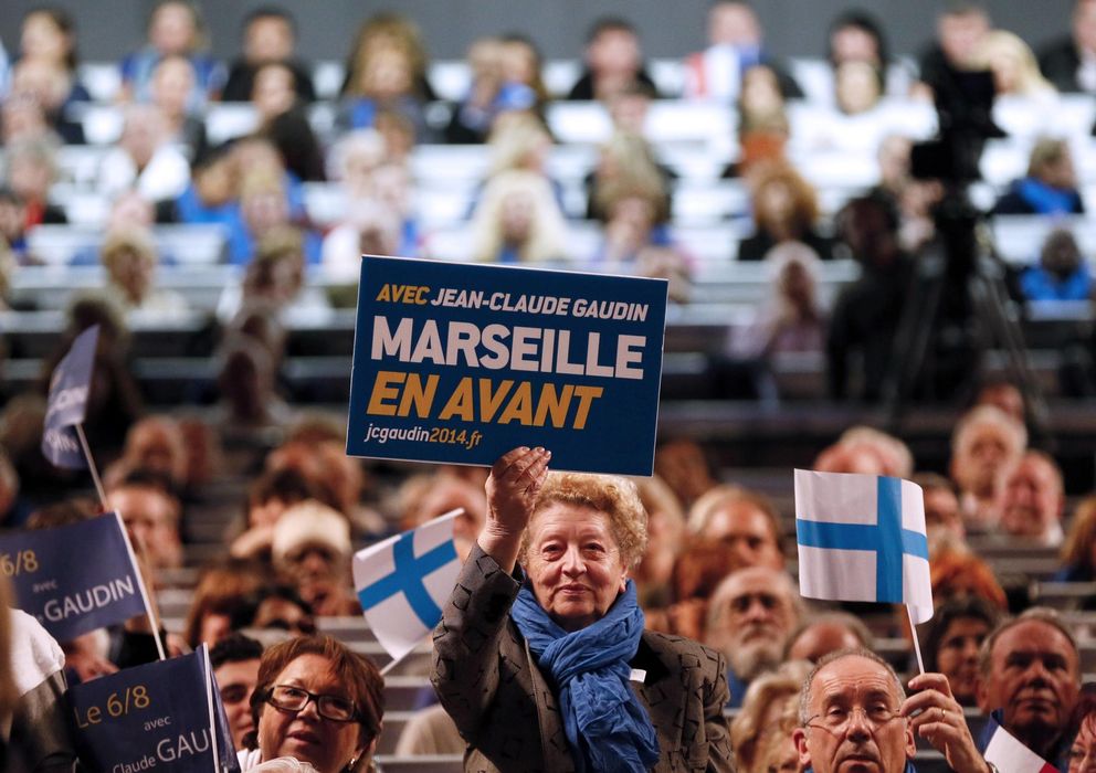 Foto: Simpatizantes del candidato de la UMP en Marsella, Jean-Claude Gaudin, durante un mitin este jueves (Reuters).