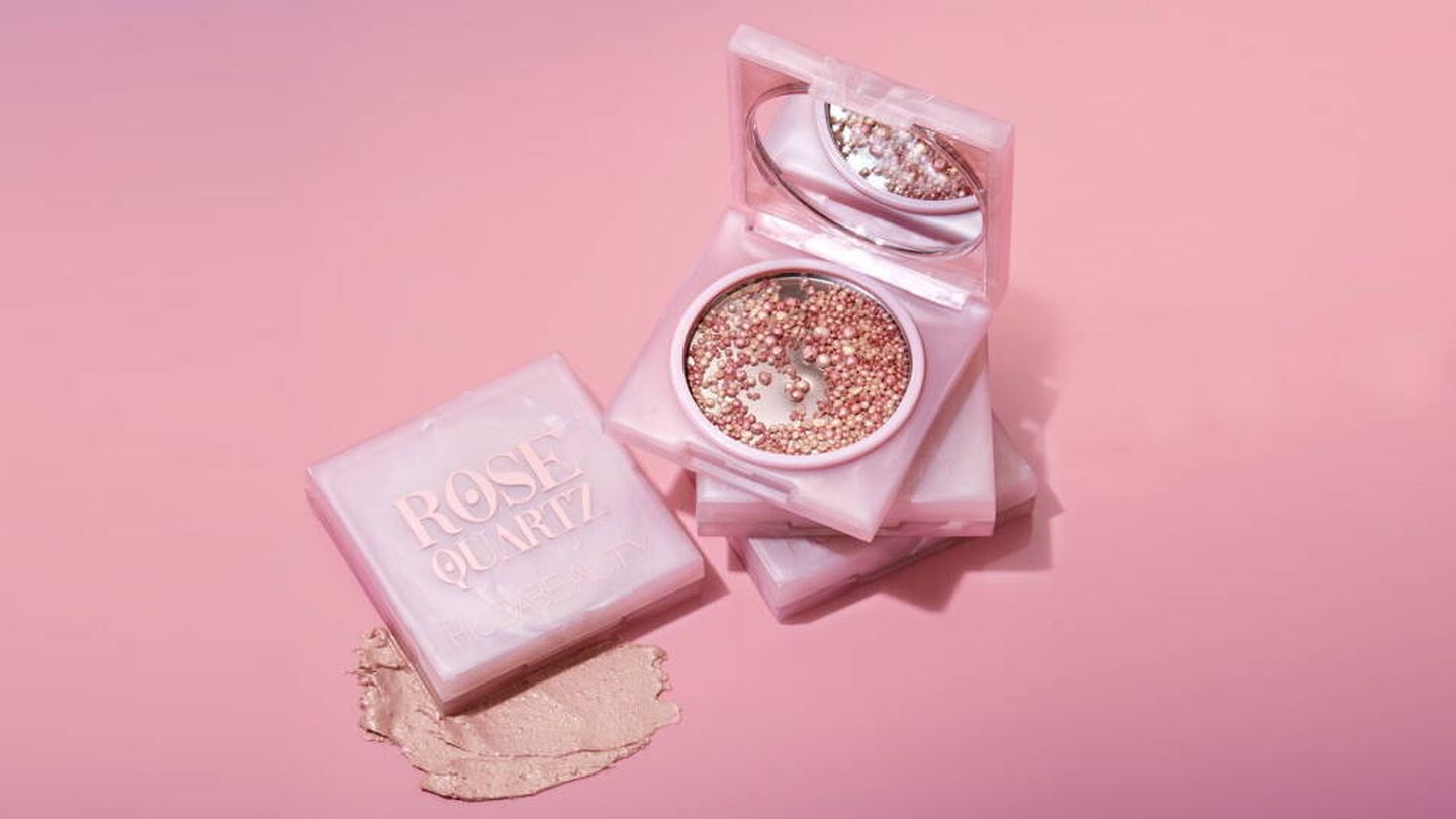 Rose Quartz Face Gloss Highlighting Dew de Huda Beauty.