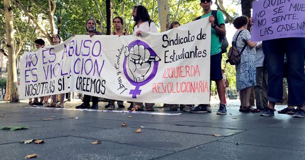 Foto: Colectivos feministas celebran la sentencia de la Manada. (EFE)