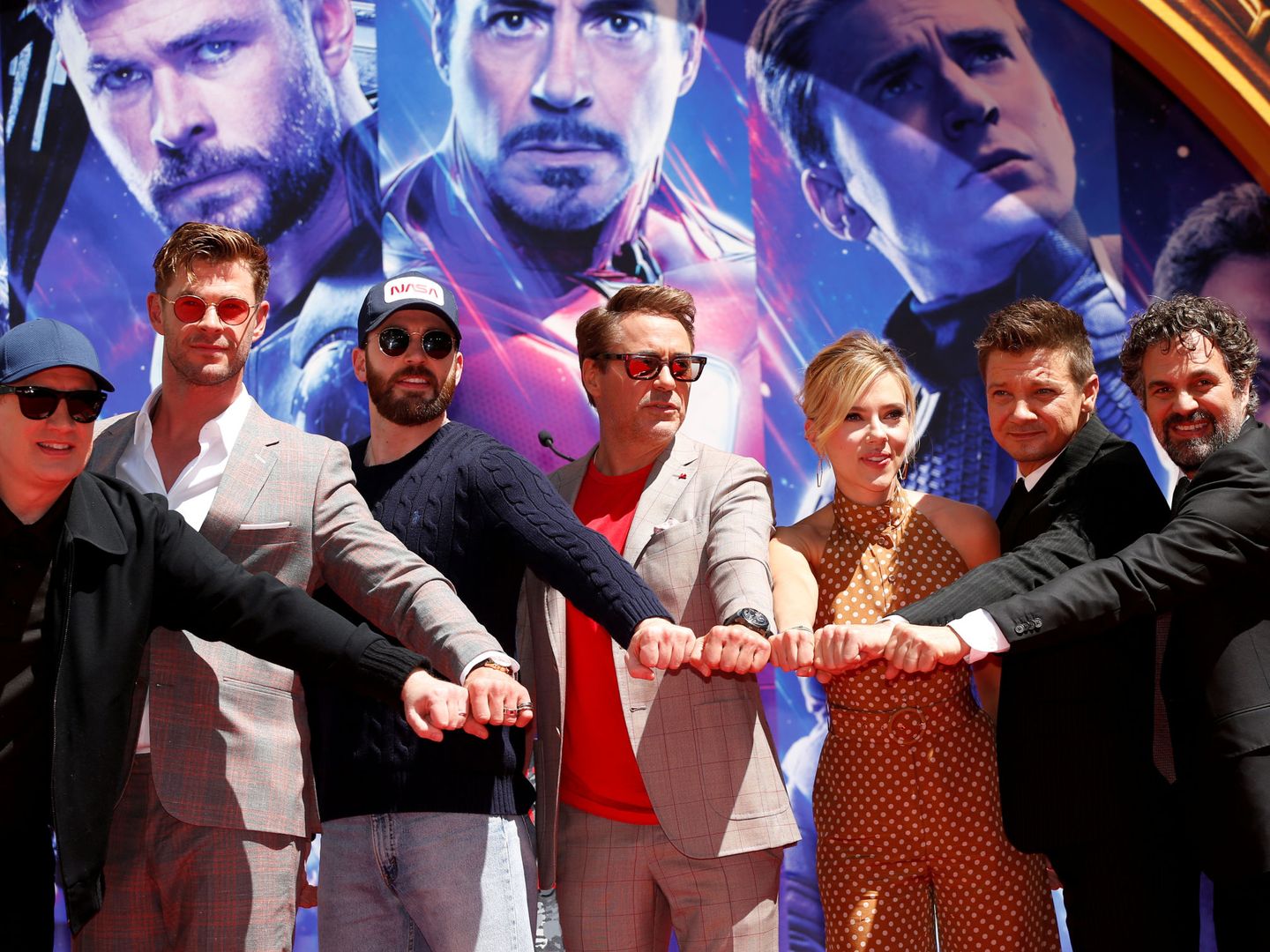 Los actores y actrices protagonistas de la saga Avengers. (Reuters)