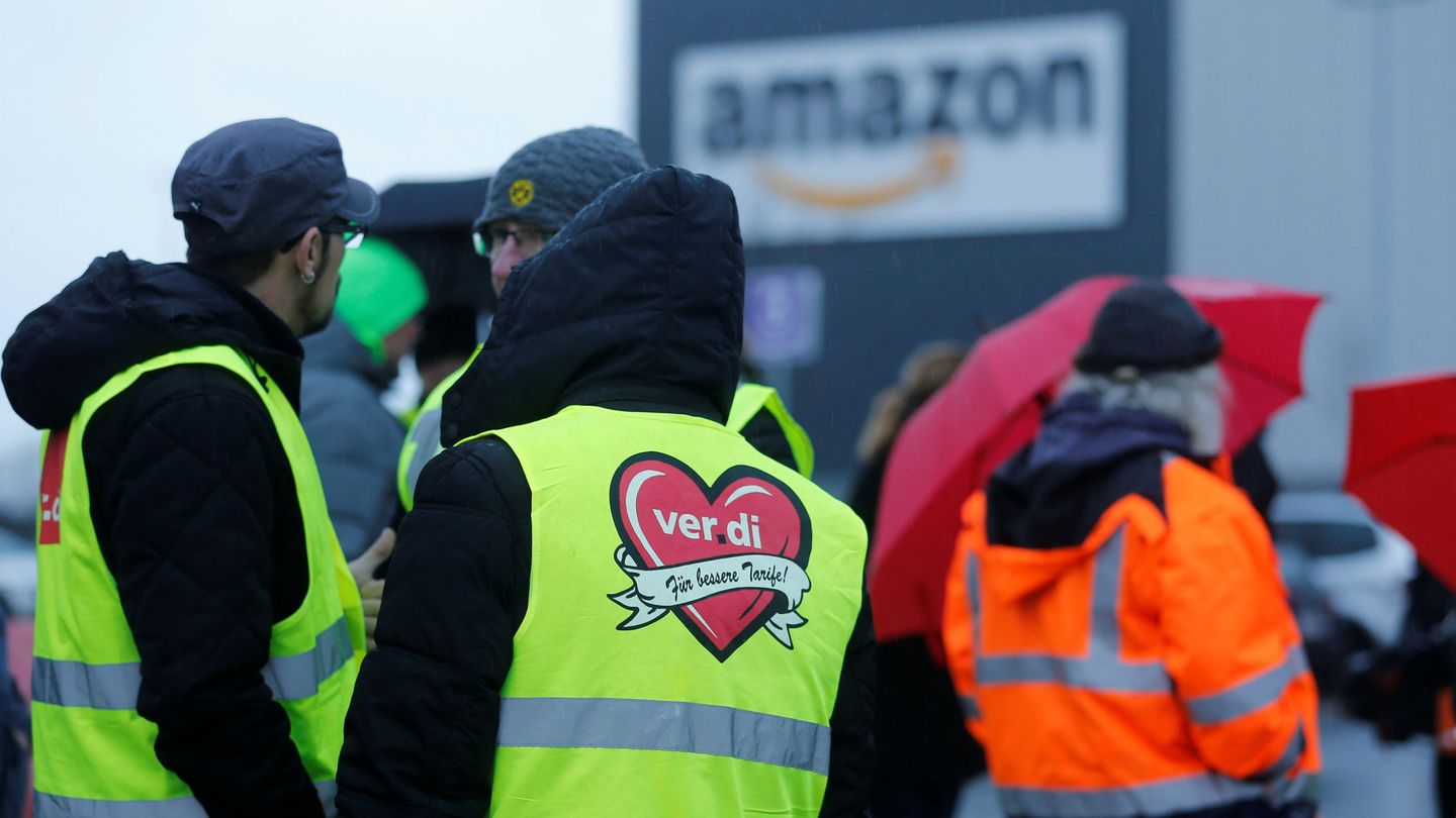 Manifestación de trabajadores de Amazon en Alemania el pasado 17 de diciembre. (Reuters)