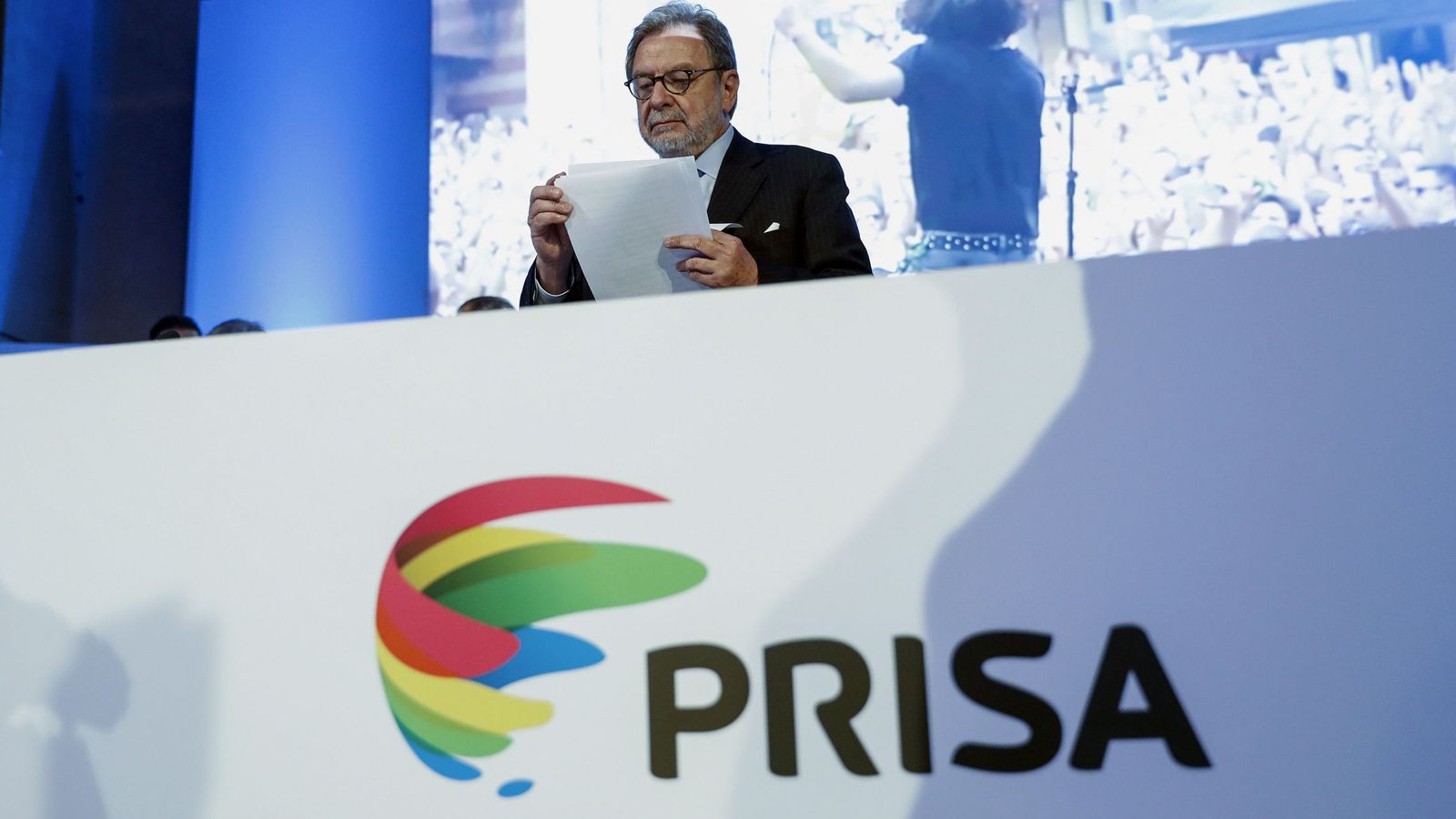 Foto: El presidente de Prisa, Juan Luis Cebrián, durante la junta general de accionistas. (EFE)
