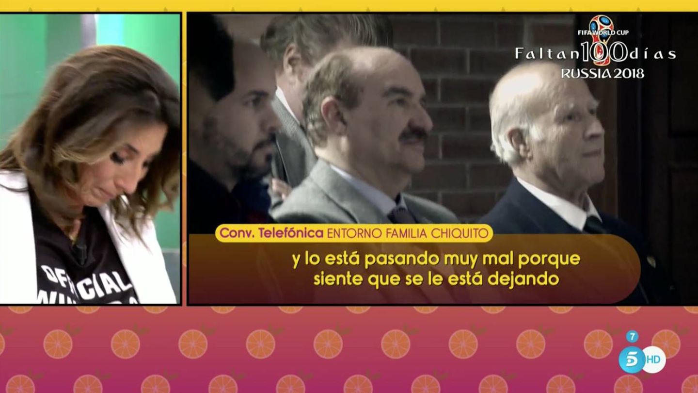 Paz Padilla se derrumba al ver el reportaje sobre Chiquito. (Telecinco)