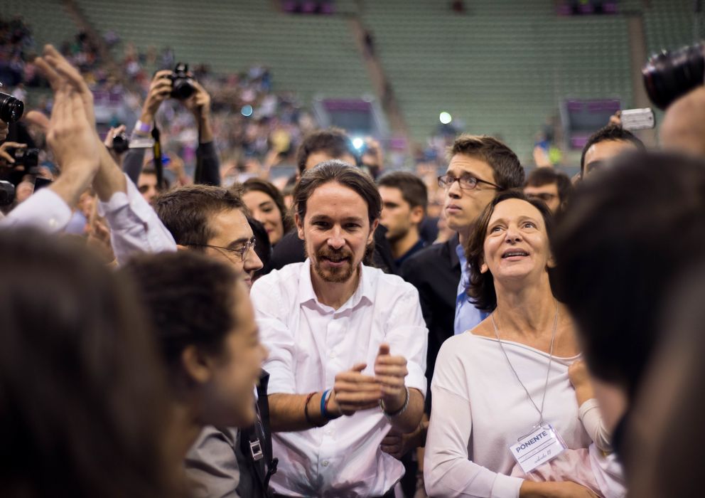 Foto: El secretario general de Podemos, Pablo Iglesias, durante la asamblea de Vistalegre (Daniel Muñoz)