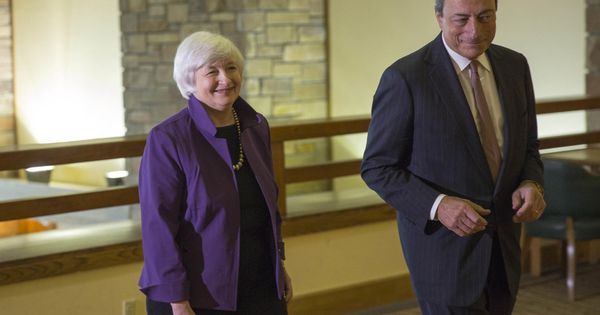 Foto: La presidenta de la Reserva Federal, Janet Yellen, y el presidente del Banco Central Europeo, Mario Draghi. (Reuters)