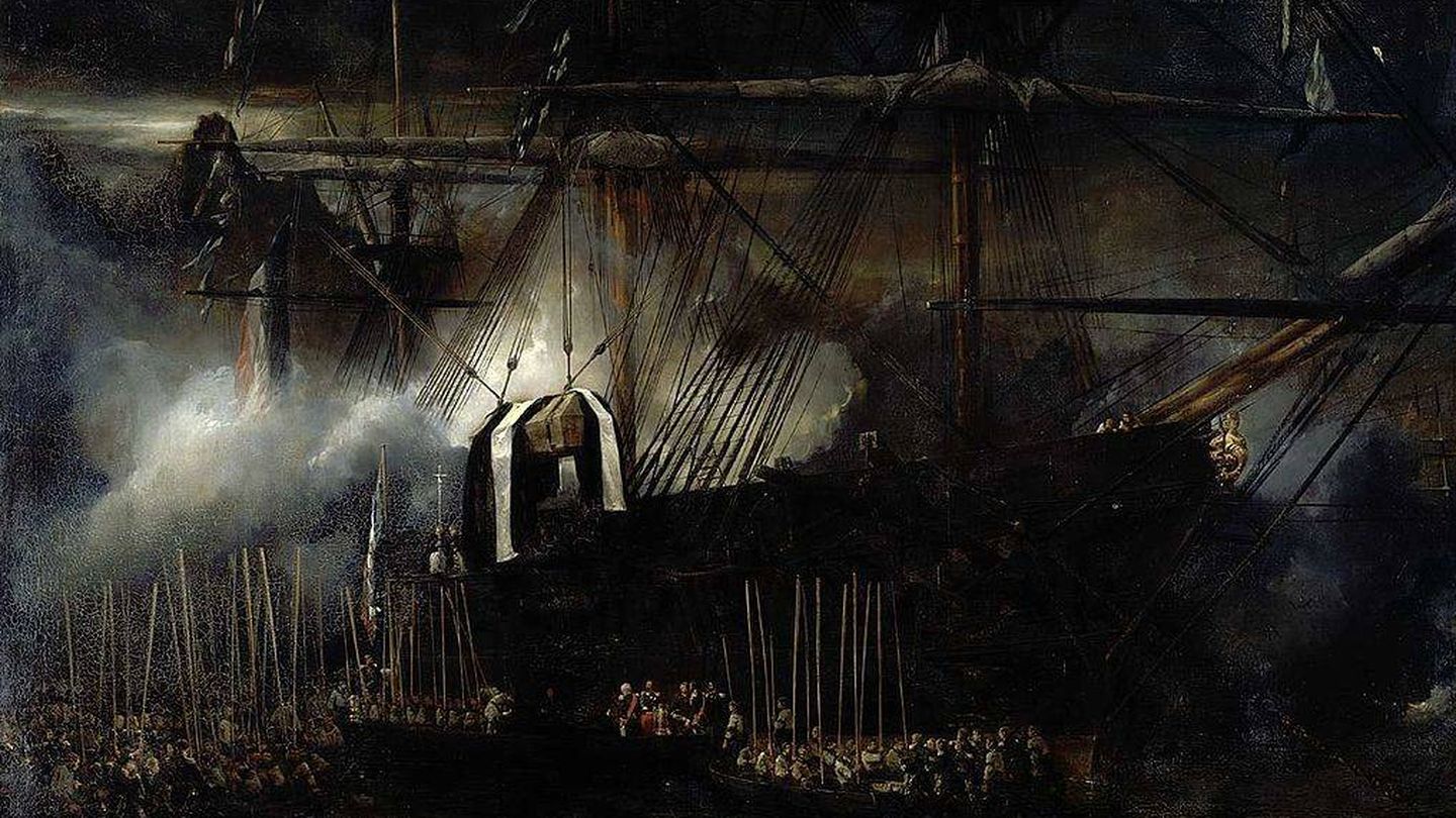 'Repatriación de las cenizas de Napoleón a bordo de la Belle Poule', por Eugène Isabey