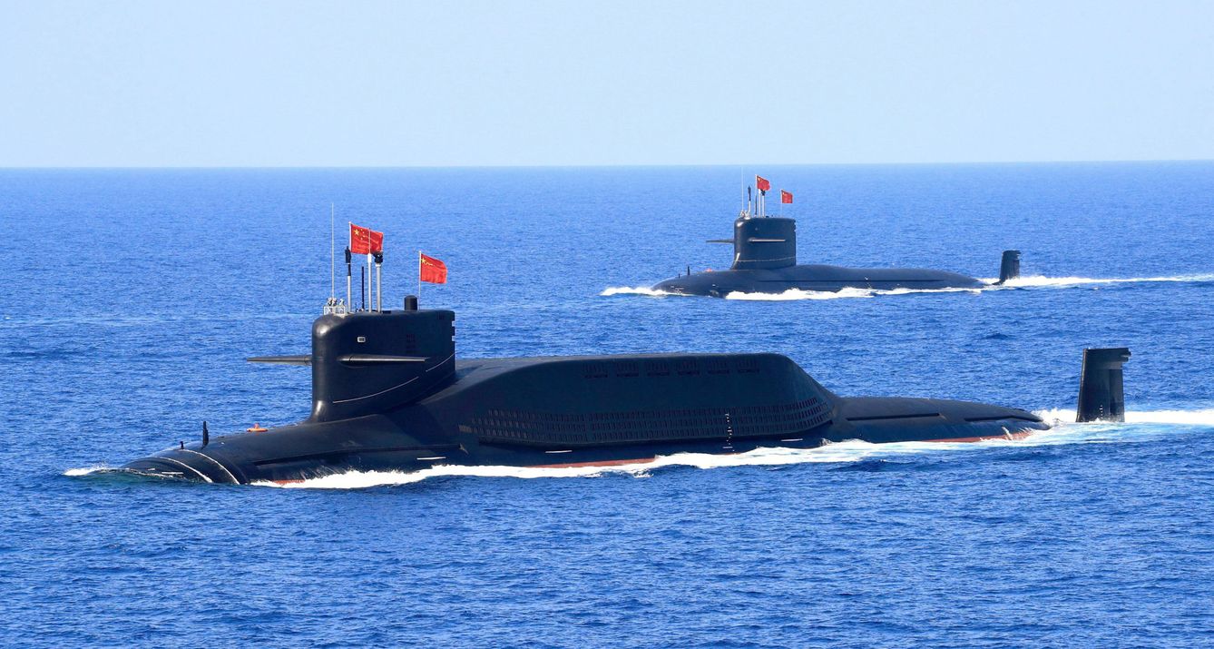 Dos submarinos nucleares chinos de clase Jin. (Reuters)