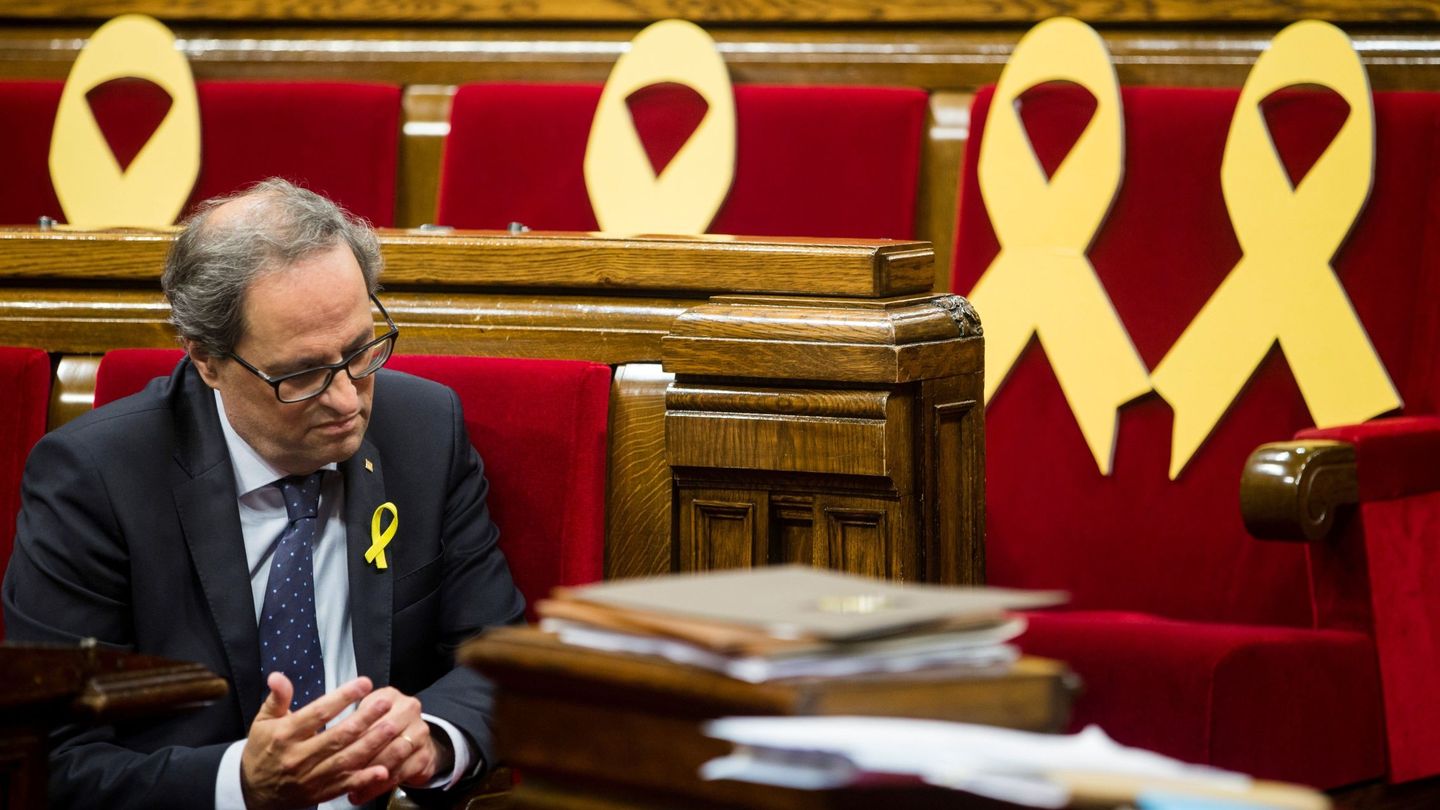 El 'president' de la Generalitat, Quim Torra, este 20 de junio durante la sesión de control al Govern en el Parlament de Catalunya. (EFE)