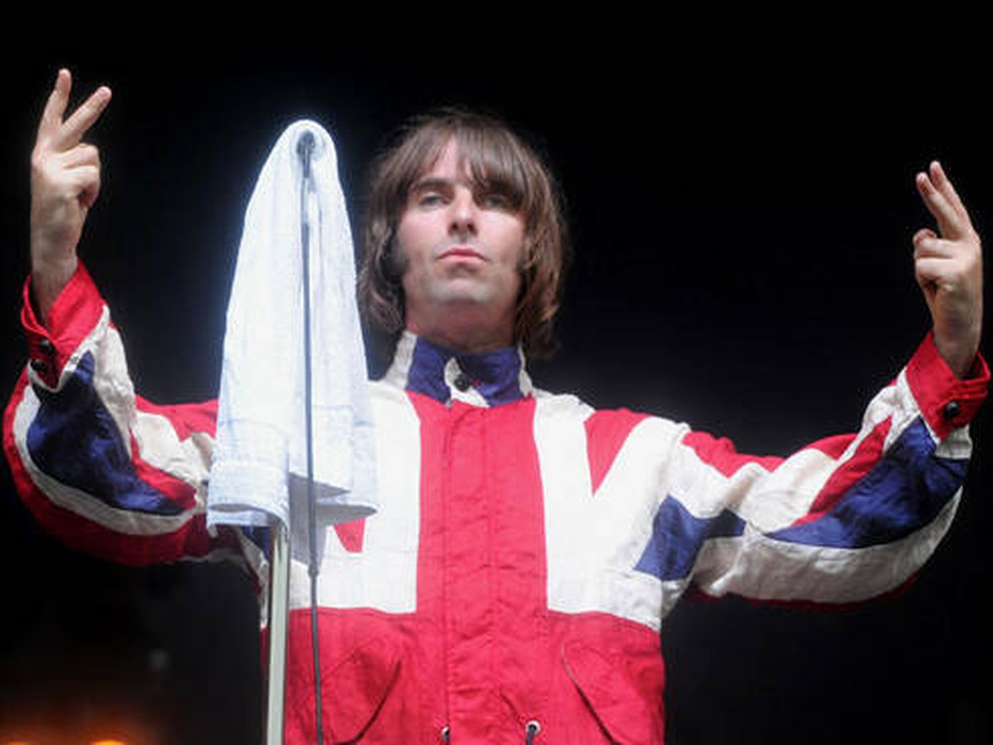 Liam Gallagher, con el chándal de la Union Jack. (Cedida)