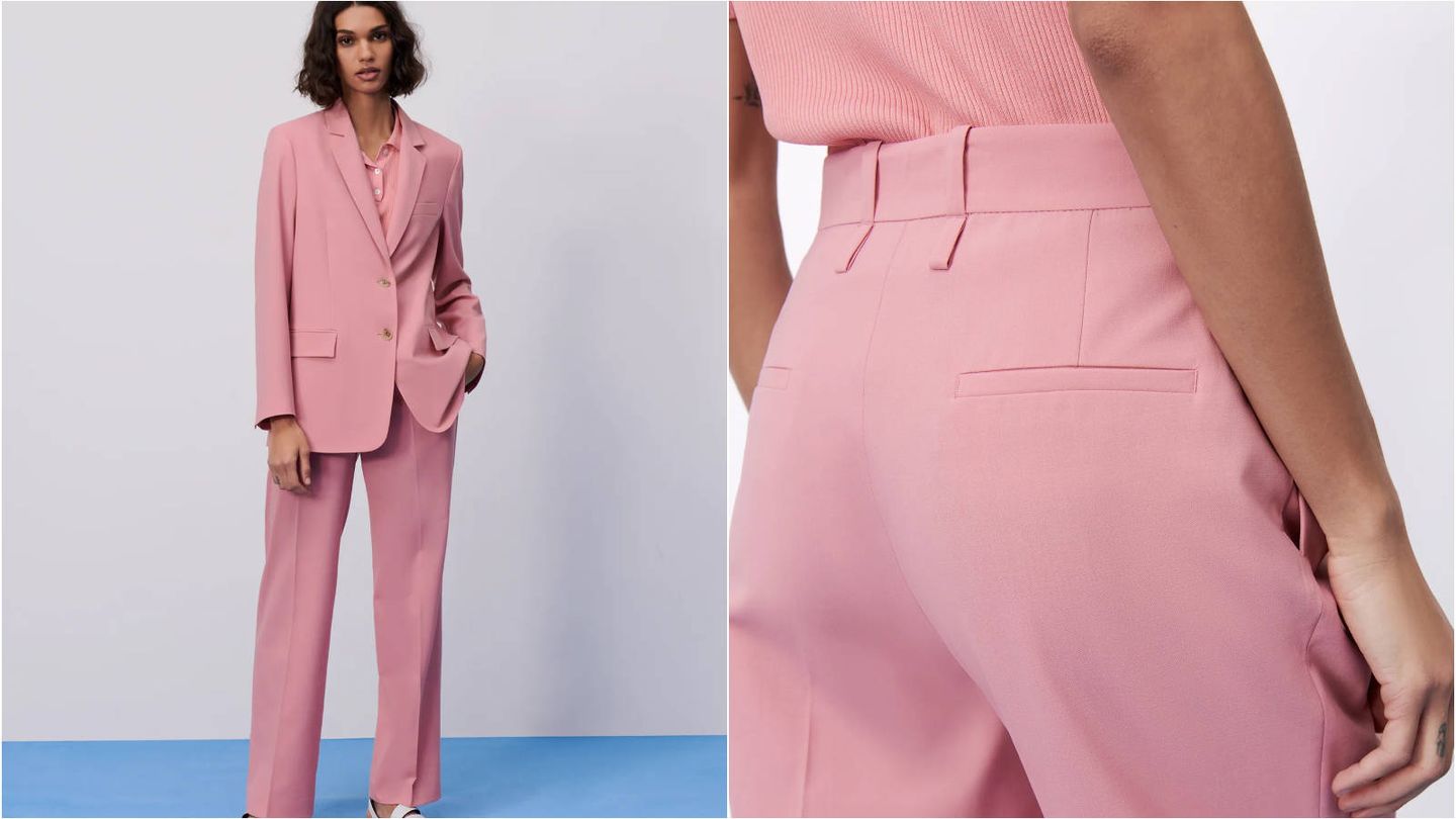 Americana y pantalón rosa palo de Zara. (Cortesía)