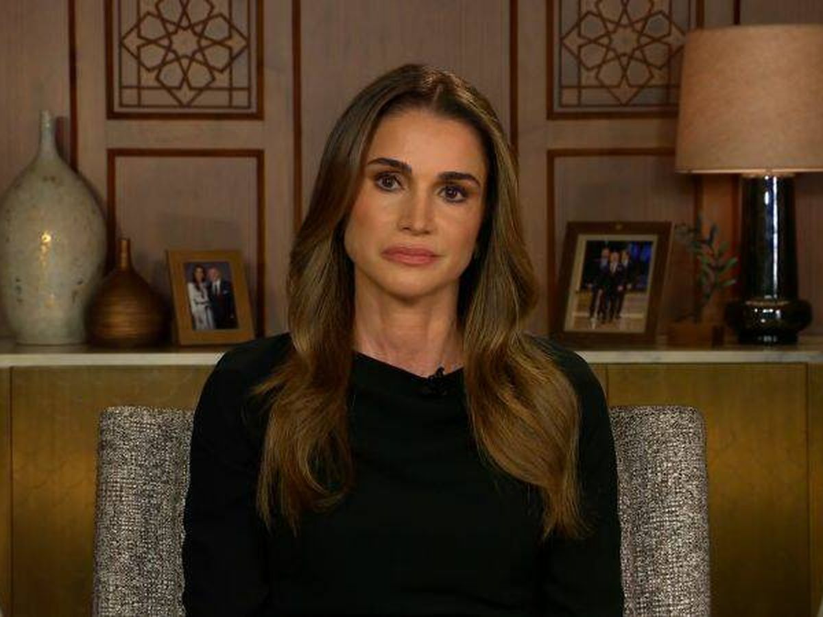 Foto: Rania de Jordania, durante la entrevista. (CNN)