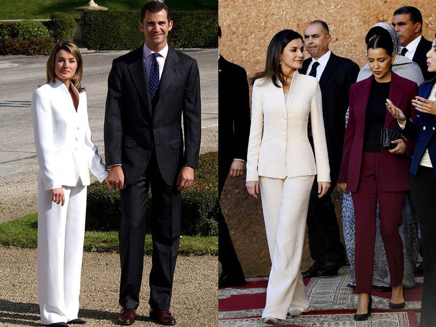  La Reina con el traje en 2003 y en 2019.(Getty y Limited)