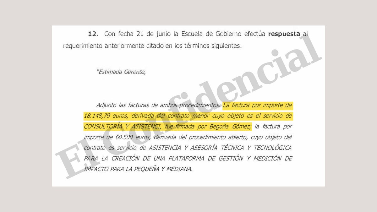 La Complutense denuncia una factura que firmó Begoña Gómez de 14.999€ y se adjudicó a dedo