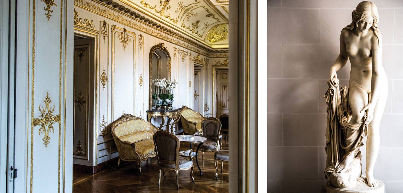 Varias fotografías tomadas en el interior de la résidence de Trianon, que alberga oficinas centrales, un centro para visitantes y cavas subterráneas.