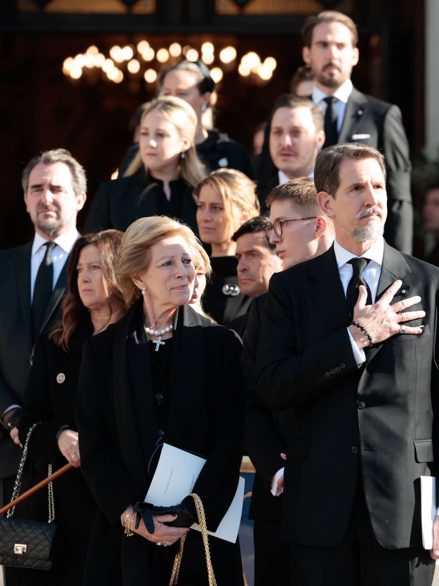 La familia real de Grecia, al terminar el funeral. (Gtres)
