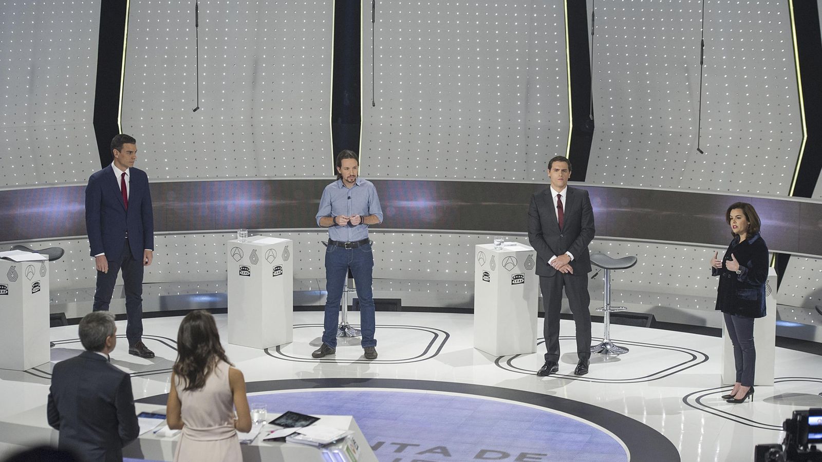 Foto: Debate televisado entre los candidatos de PP, PSOE, Ciudadanos y Podemos. (EFE)
