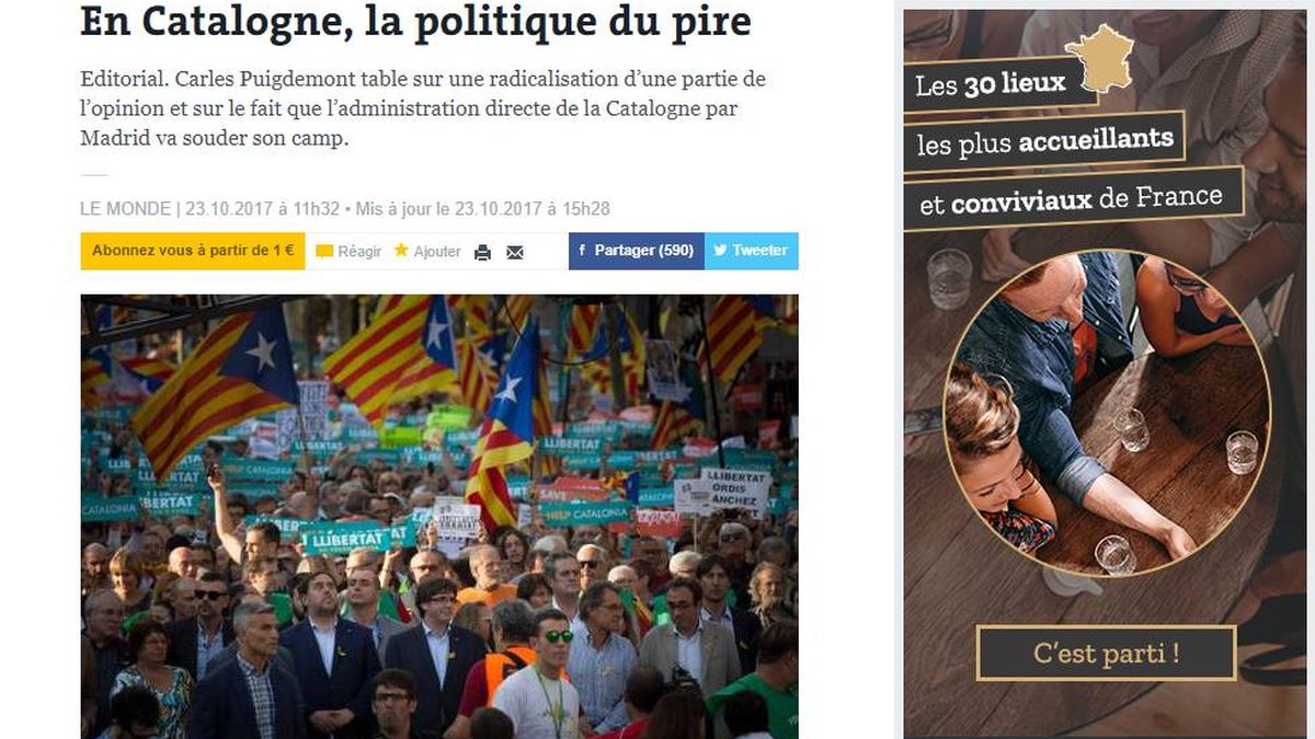'Le Monde': España vive una "tragedia" y los independentistas, "en una burbuja"