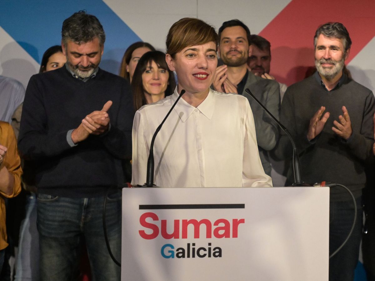 Foto: Marta Lois, candidata de Sumar, comparece tras las elecciones. (Europa Press)