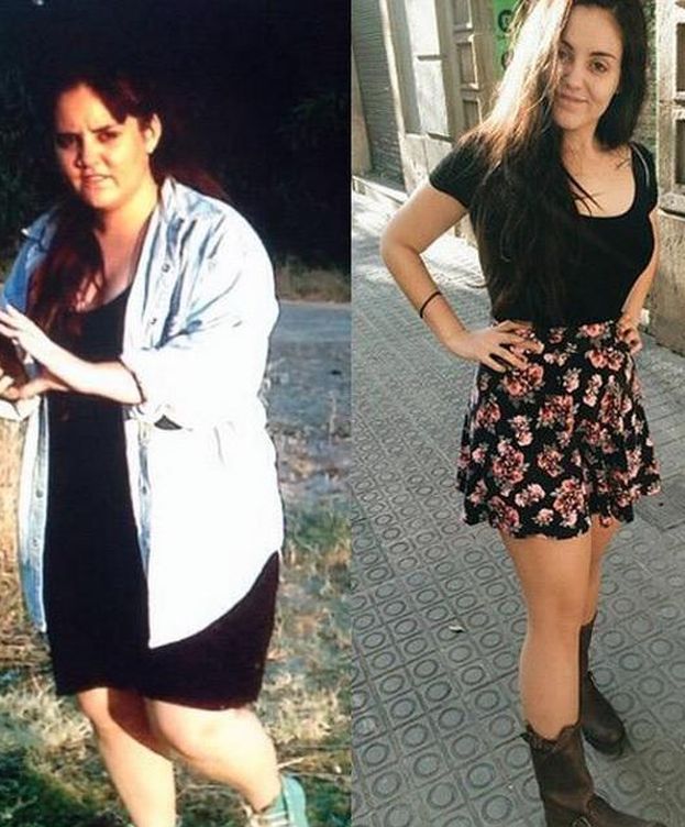 Foto: Andrea Compton, antes y después de perder peso (Twitter/@andreacompton)