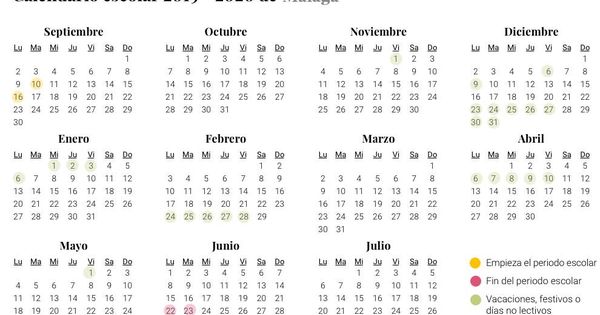Foto: Calendario escolar 2019-2020 Málaga (El Confidencial)